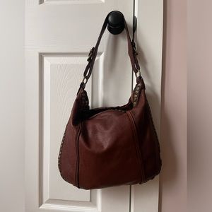 Genuine leather boho shoulder bag